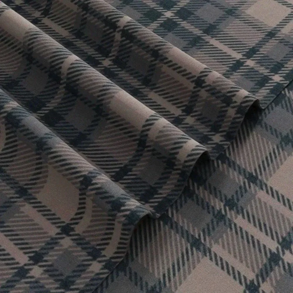 Sara Le Linen Raisin Plaid Print Pinch Pleat Curtain Unlined (2)Panels 40